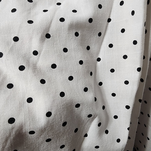 Vintage White Pin Up Polka Dot Belted Dress With Buttons Red Trim - Picture 7 of 10